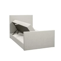 Boxspring met opbergruimte en voetbord Liv egaal - ecru - 120x200cm