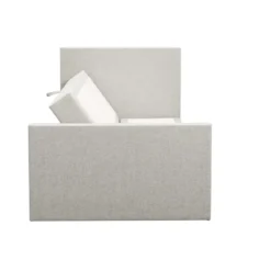 Boxspring met opbergruimte en voetbord Liv egaal - ecru - 120x200cm