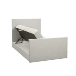 Boxspring met opbergruimte en voetbord Liv egaal - ecru - 120x200cm