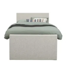 Boxspring met opbergruimte en voetbord Liv egaal - ecru - 120x200cm