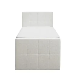 Boxspring met opbergruimte en voetbord Liv geblokt - ecru - 90x200cm