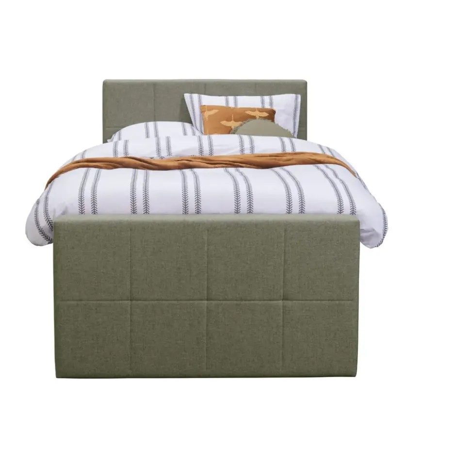 Boxspring met opbergruimte en voetbord Liv egaal - lichtgrijs - 120x200cm