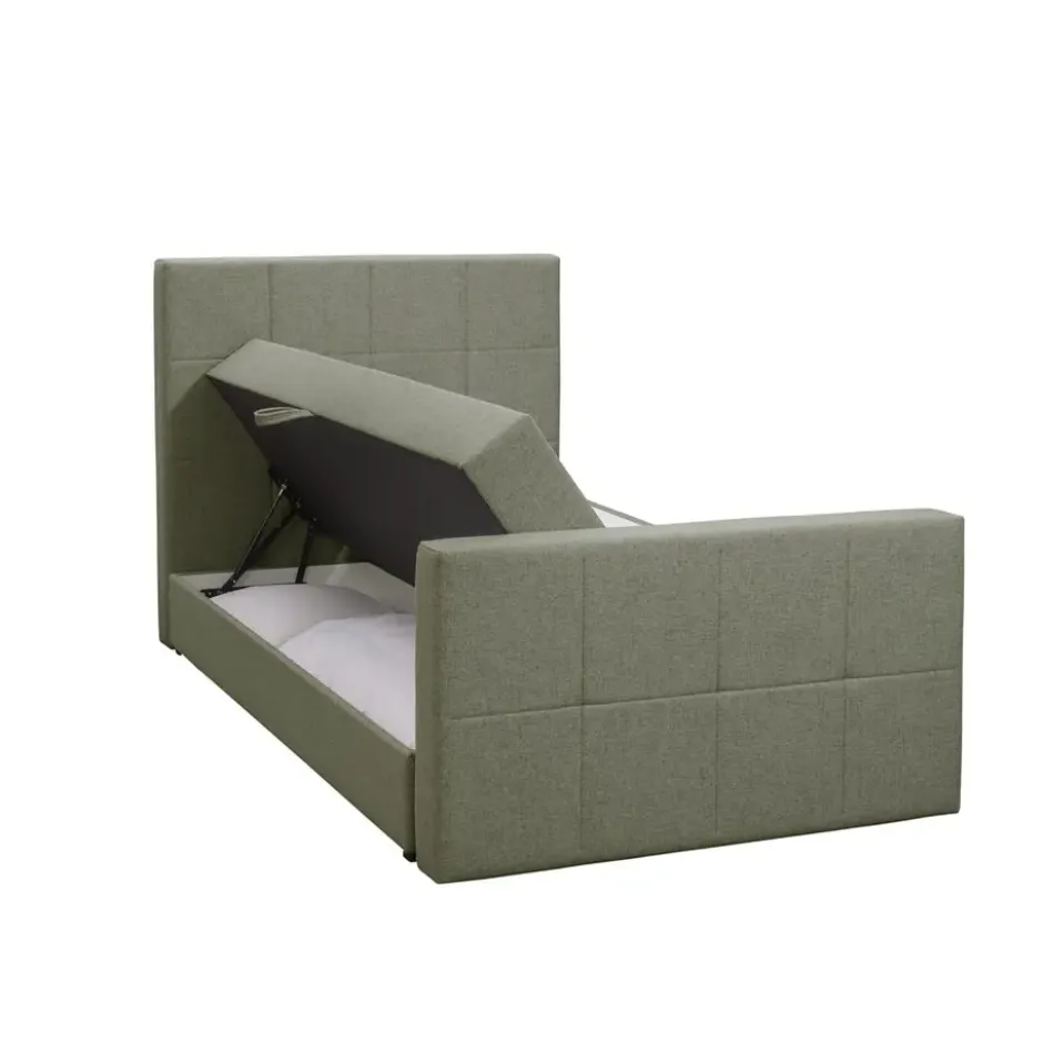Boxspring met opbergruimte en voetbord Liv egaal - lichtgrijs - 120x200cm