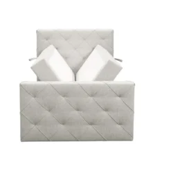 Boxspring met opbergruimte en voetbord Liv geruit - ecru - 120x200cm