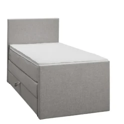 Boxspring met opbergruimte en voetbord Liv egaal - lichtgrijs - 90x200cm
