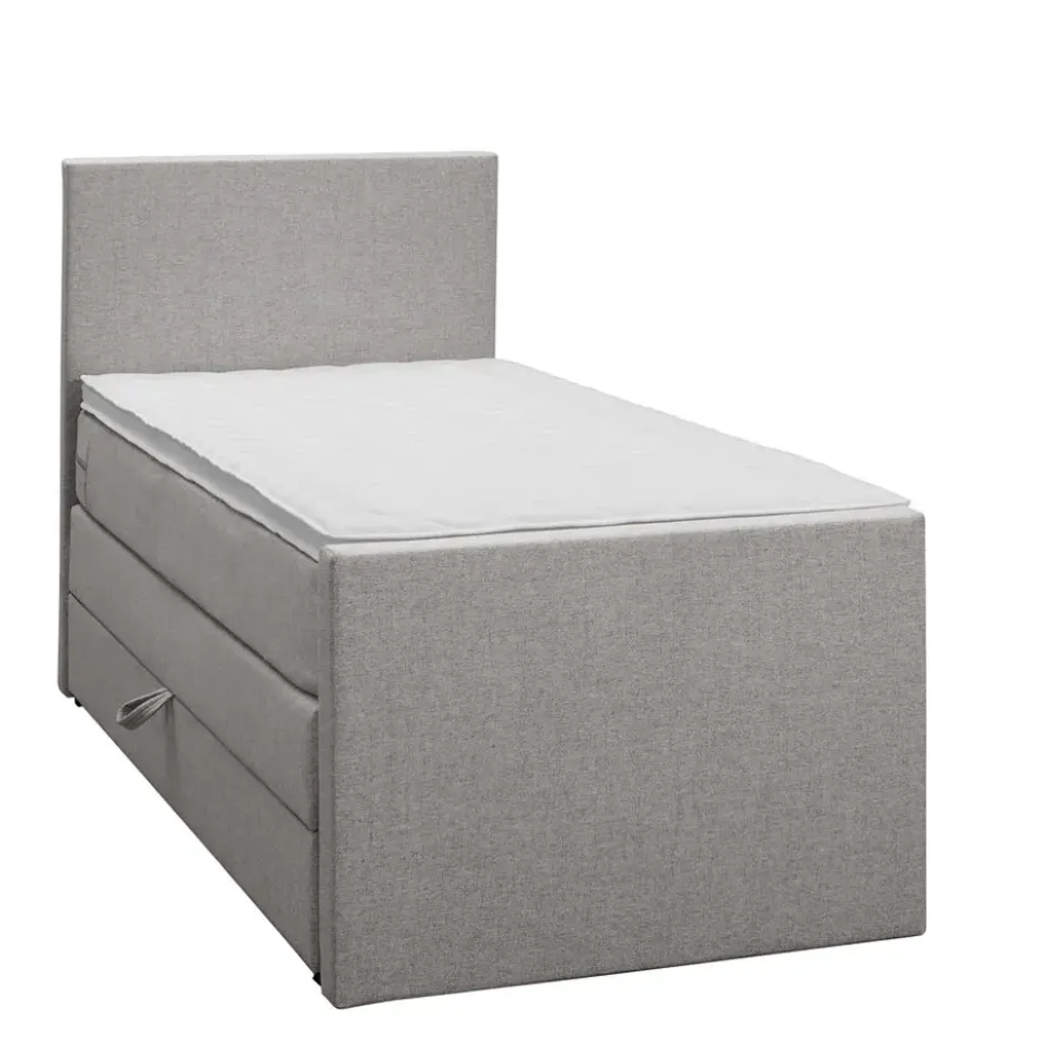 Boxspring met opbergruimte en voetbord Liv egaal - lichtgrijs - 90x200cm