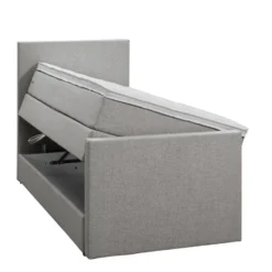 Boxspring met opbergruimte en voetbord Liv egaal - lichtgrijs - 90x200cm