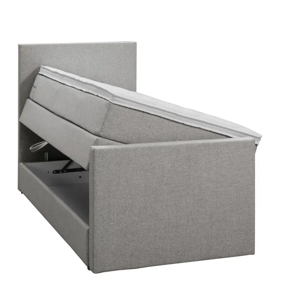Boxspring met opbergruimte en voetbord Liv egaal - lichtgrijs - 90x200cm