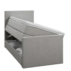 Boxspring met opbergruimte en voetbord Liv egaal - lichtgrijs - 90x200cm