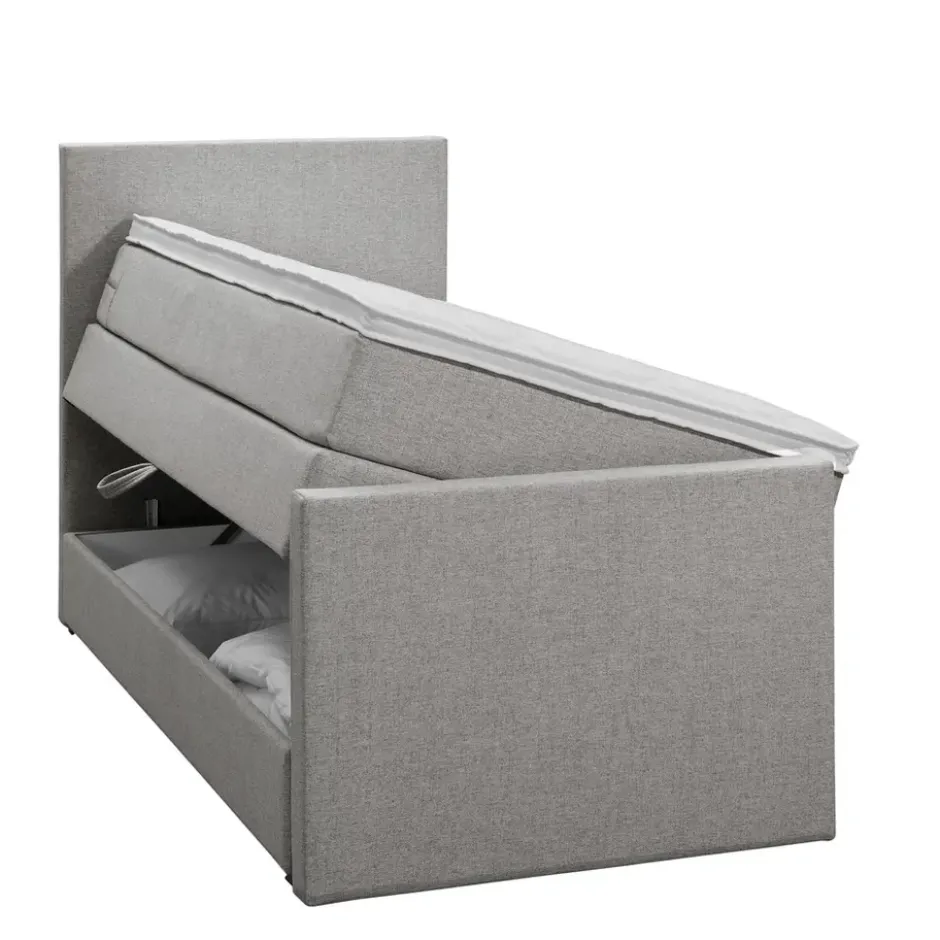 Boxspring met opbergruimte en voetbord Liv egaal - lichtgrijs - 90x200cm
