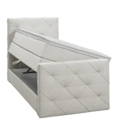 Boxspring met opbergruimte en voetbord Liv geruit - ecru - 90x200cm