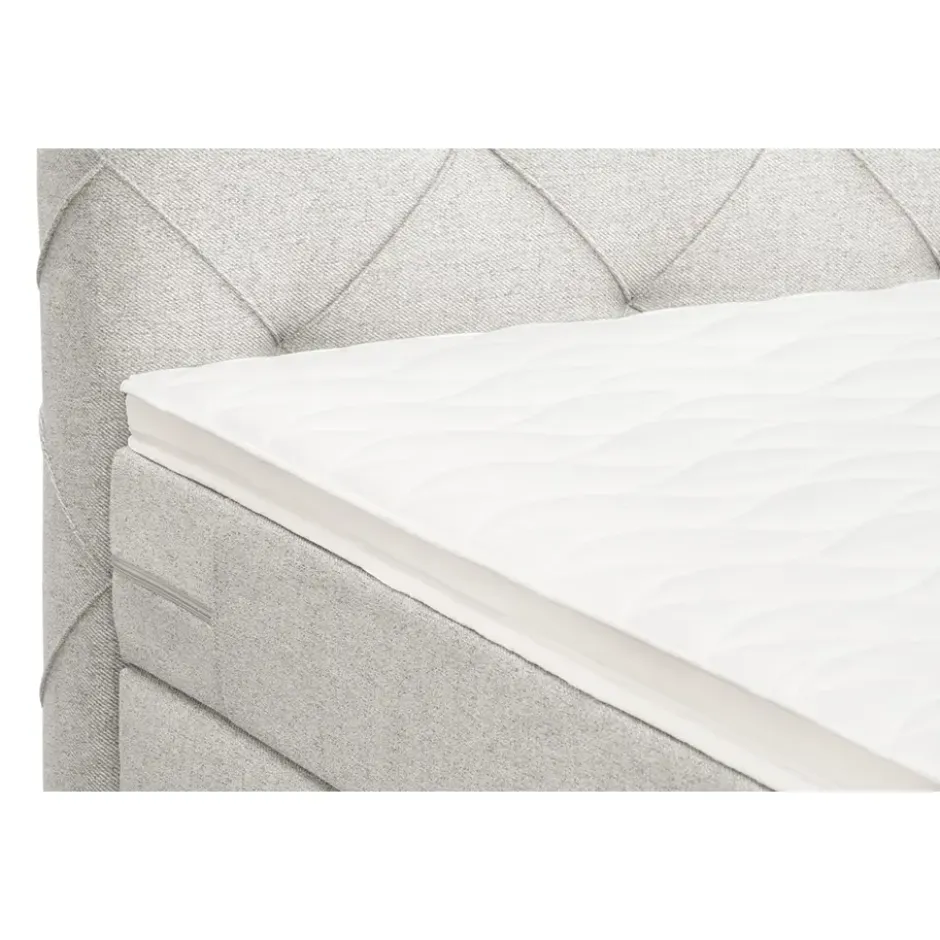 Boxspring met opbergruimte en voetbord Liv geruit - ecru - 90x200cm