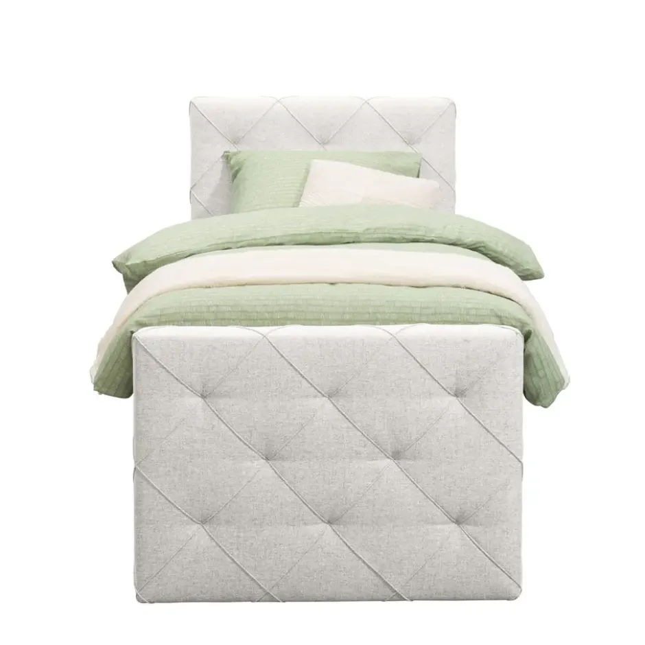 Boxspring met opbergruimte en voetbord Liv geruit - ecru - 90x200cm