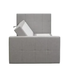 Boxspring met opbergruimte en voetbord Liv geblokt - lichtgrijs - 120x200cm
