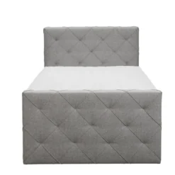 Boxspring met opbergruimte en voetbord Liv geruit - lichtgrijs - 120x200cm
