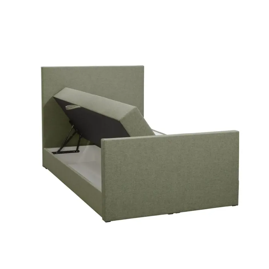 Boxspring met opbergruimte en voetbord Liv egaal - groen - 120x200cm