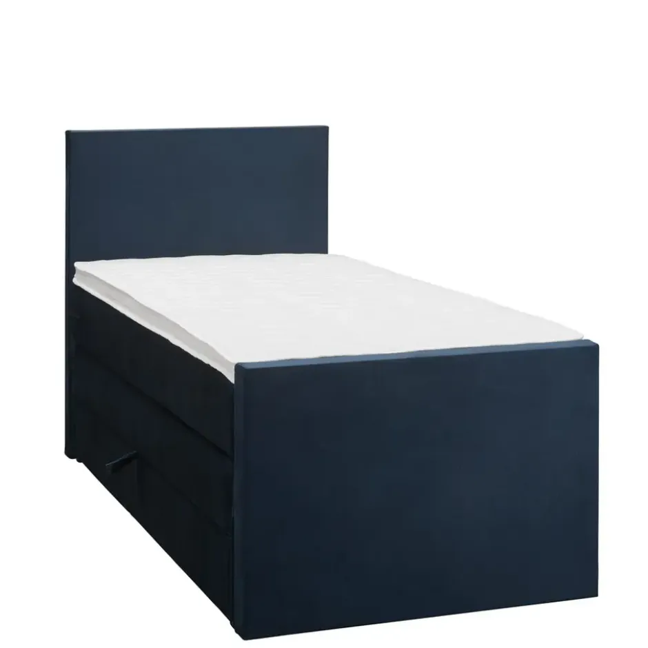 Boxspring met opbergruimte en voetbord Liv egaal - blauw - 90x200cm