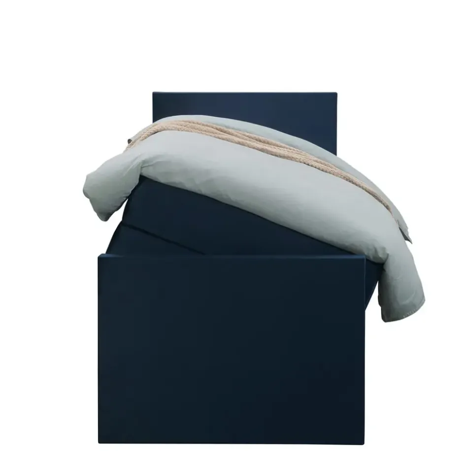 Boxspring met opbergruimte en voetbord Liv egaal - blauw - 90x200cm