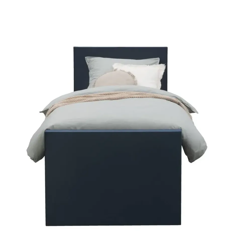 Boxspring met opbergruimte en voetbord Liv egaal - blauw - 90x200cm