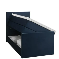 Boxspring met opbergruimte en voetbord Liv egaal - blauw - 90x200cm