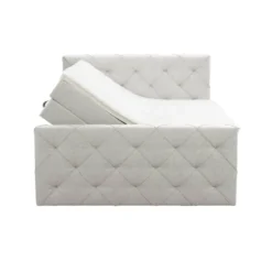 Boxspring met opbergruimte en voetbord Liv geruit - ecru - 160x200cm