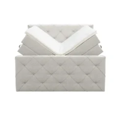Boxspring met opbergruimte en voetbord Liv geruit - ecru - 180x200cm