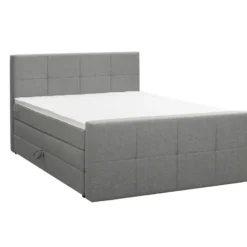Boxspring met opbergruimte en voetbord Liv geblokt - lichtgrijs - 160x200cm