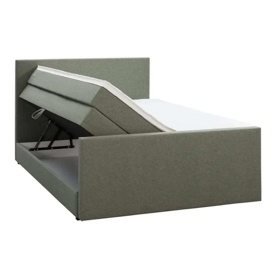 Boxspring met opbergruimte en voetbord Liv egaal - groen - 160x200cm
