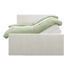 Boxspring met opbergruimte en voetbord Liv geblokt - lichtgrijs - 140x200cm