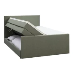 Boxspring met opbergruimte en voetbord Liv egaal - groen - 180x200cm