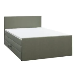 Boxspring met opbergruimte en voetbord Liv egaal - groen - 180x200cm