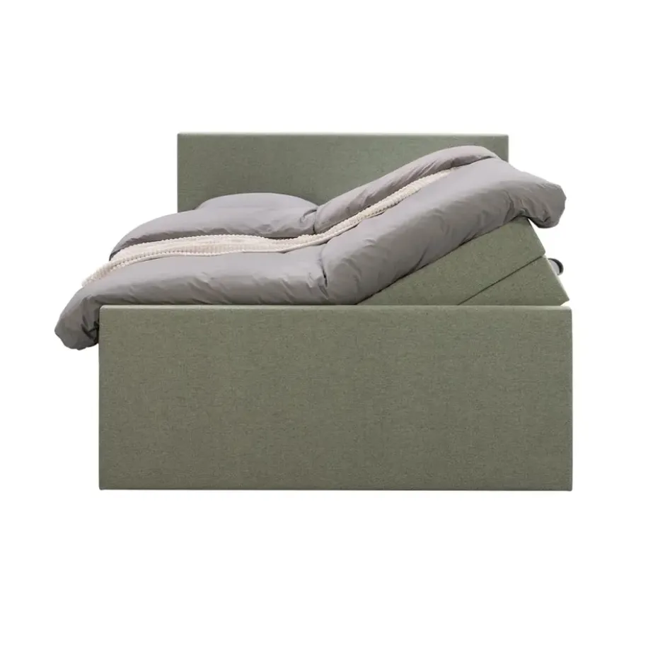 Boxspring met opbergruimte en voetbord Liv egaal - groen - 180x200cm