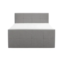 Boxspring met opbergruimte en voetbord Liv geblokt - lichtgrijs - 180x200cm