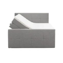 Boxspring met opbergruimte en voetbord Liv geblokt - lichtgrijs - 180x200cm