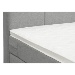 Boxspring met opbergruimte en voetbord Liv geblokt - lichtgrijs - 180x200cm