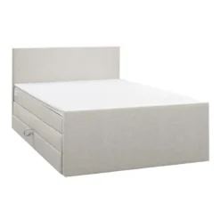 Boxspring met opbergruimte en voetbord Liv egaal - ecru - 140x200cm