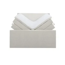 Boxspring met opbergruimte en voetbord Liv egaal - ecru - 140x200cm