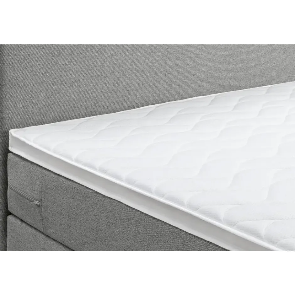 Boxspring met opbergruimte en voetbord Liv egaal - lichtgrijs - 160x200cm