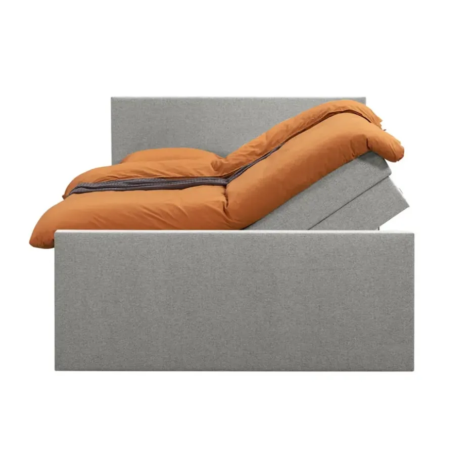 Boxspring met opbergruimte en voetbord Liv egaal - lichtgrijs - 160x200cm