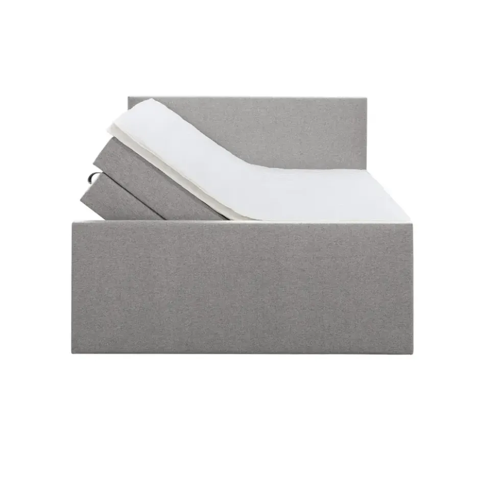 Boxspring met opbergruimte en voetbord Liv egaal - lichtgrijs - 160x200cm