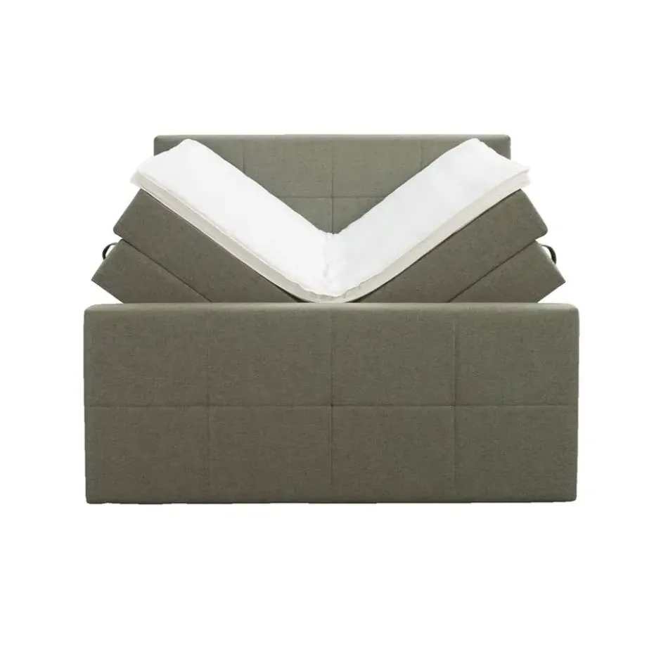 Boxspring met opbergruimte en voetbord Liv geblokt - groen - 140x200cm