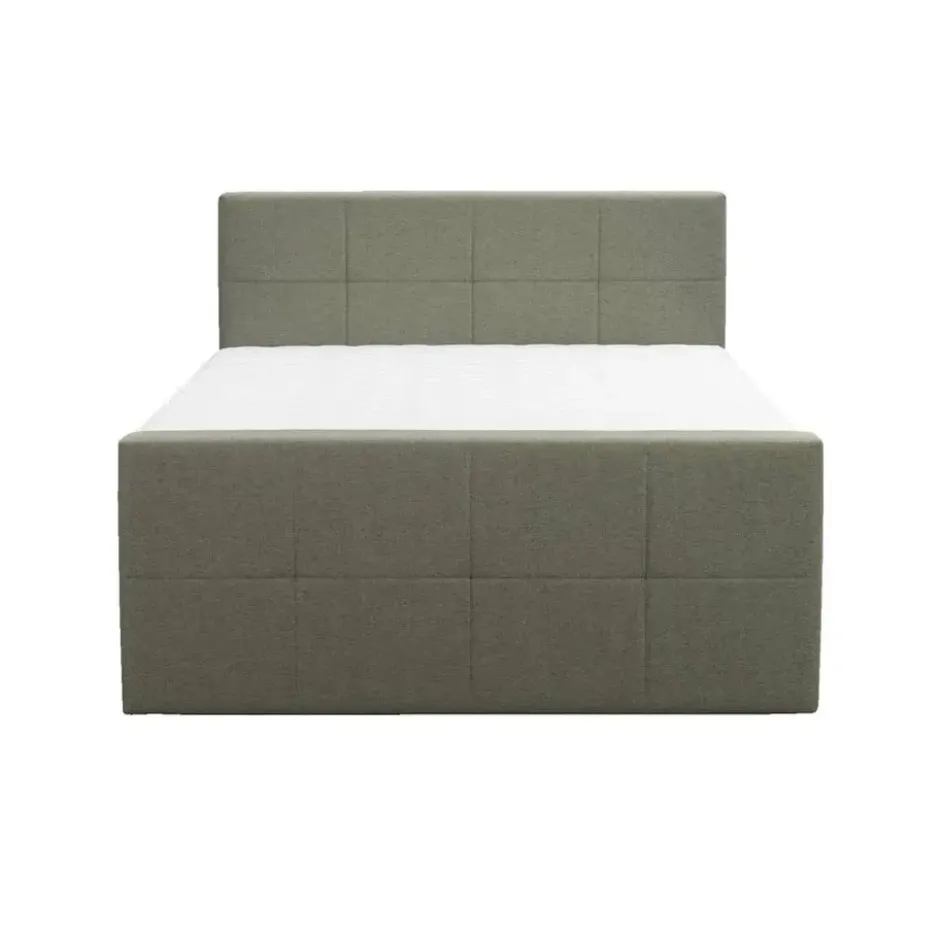 Boxspring met opbergruimte en voetbord Liv geblokt - groen - 140x200cm