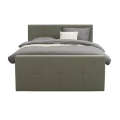 Boxspring met opbergruimte en voetbord Liv geblokt - groen - 140x200cm