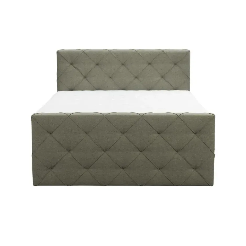 Boxspring met opbergruimte en voetbord Liv geruit - groen - 160x200cm