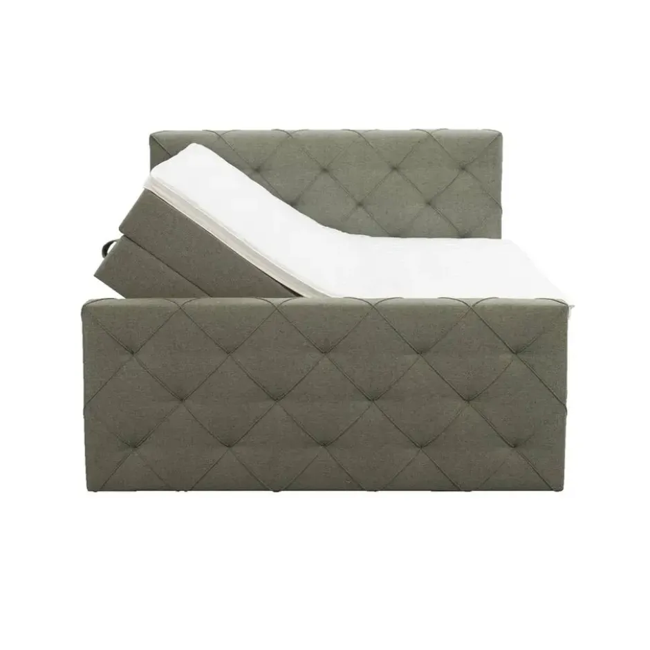 Boxspring met opbergruimte en voetbord Liv geruit - groen - 160x200cm