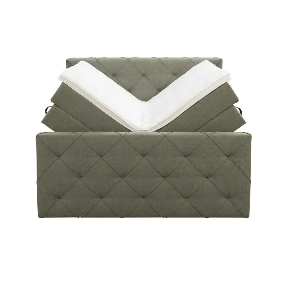 Boxspring met opbergruimte en voetbord Liv geruit - groen - 160x200cm