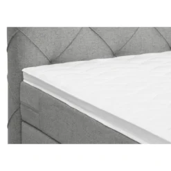 Boxspring met opbergruimte en voetbord Liv geruit - lichtgrijs - 160x200cm