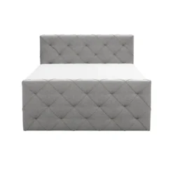 Boxspring met opbergruimte en voetbord Liv geruit - lichtgrijs - 160x200cm