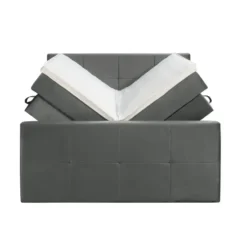 Boxspring met opbergruimte en voetbord Liv geblokt - grijs - 180x200cm