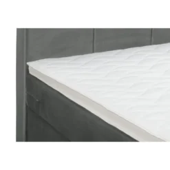 Boxspring met opbergruimte en voetbord Liv geblokt - grijs - 180x200cm
